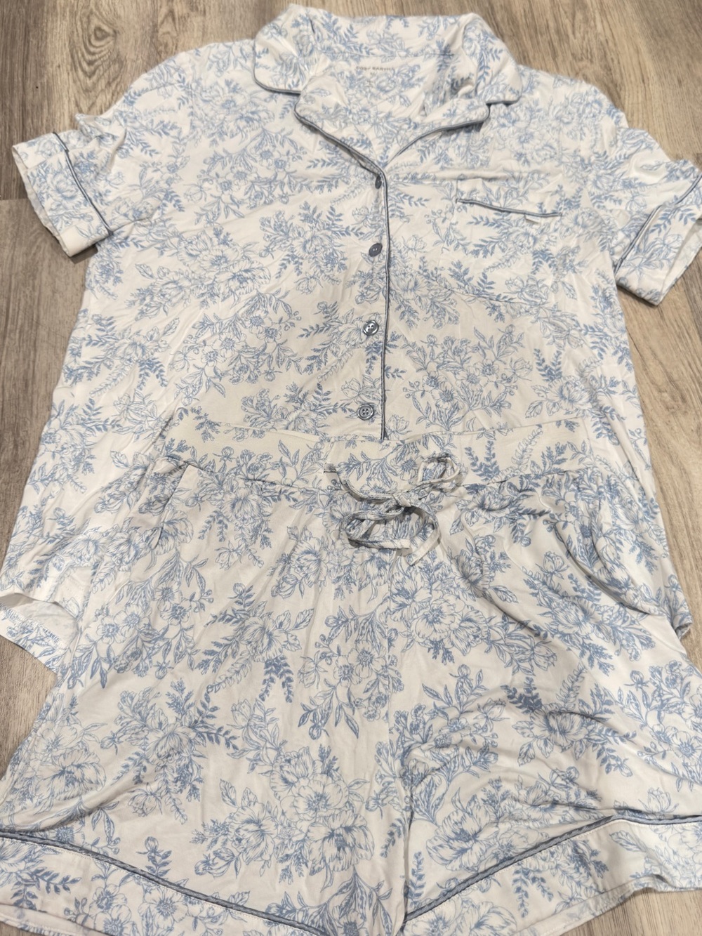 Cozy Earth Blue Floral Short Sleeve Pajama Set Size XS